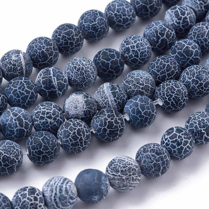 Naturchalcedon (Drachenachat) - Perlen, Eis, dunkelblau, 6 mm