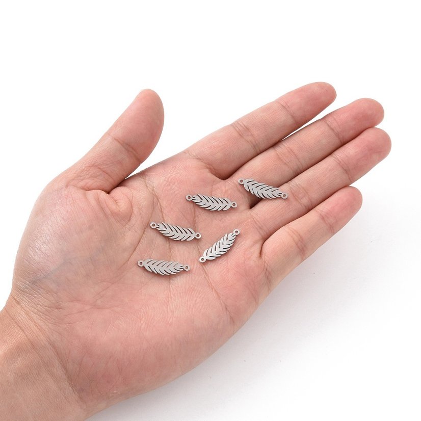 Přívěsek z nerezové oceli 304,"Peří", 20.5x6.5x1mm