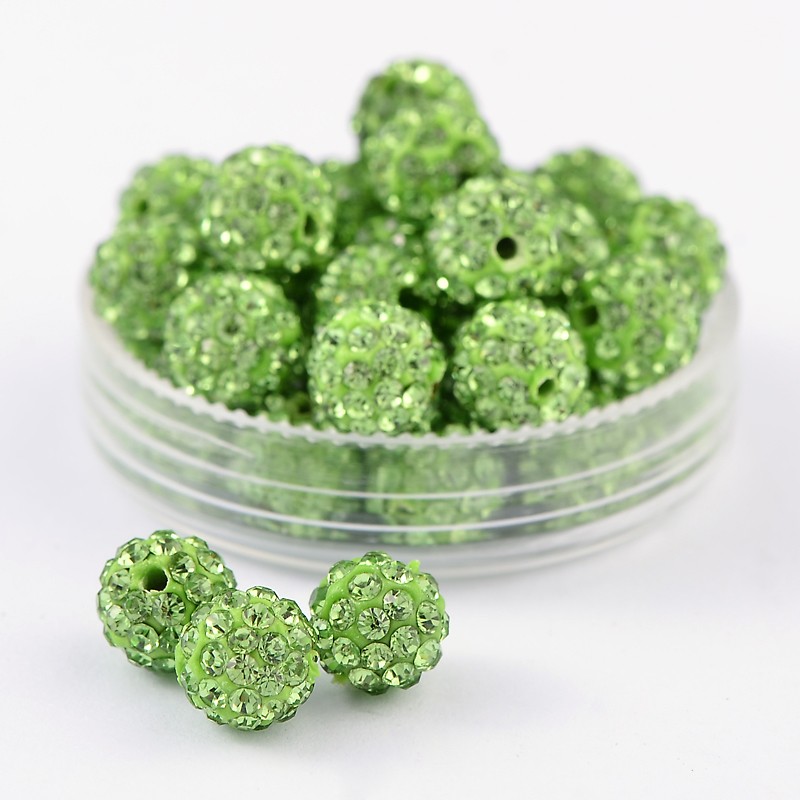 Shamballa kulička 8x8 mm, průvlek 1 mm zelená