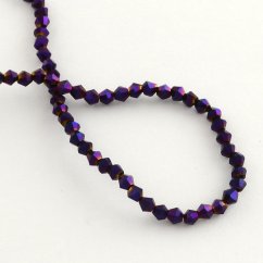 Broušené skleněné korálky, pokovené, fialové, 4 mm