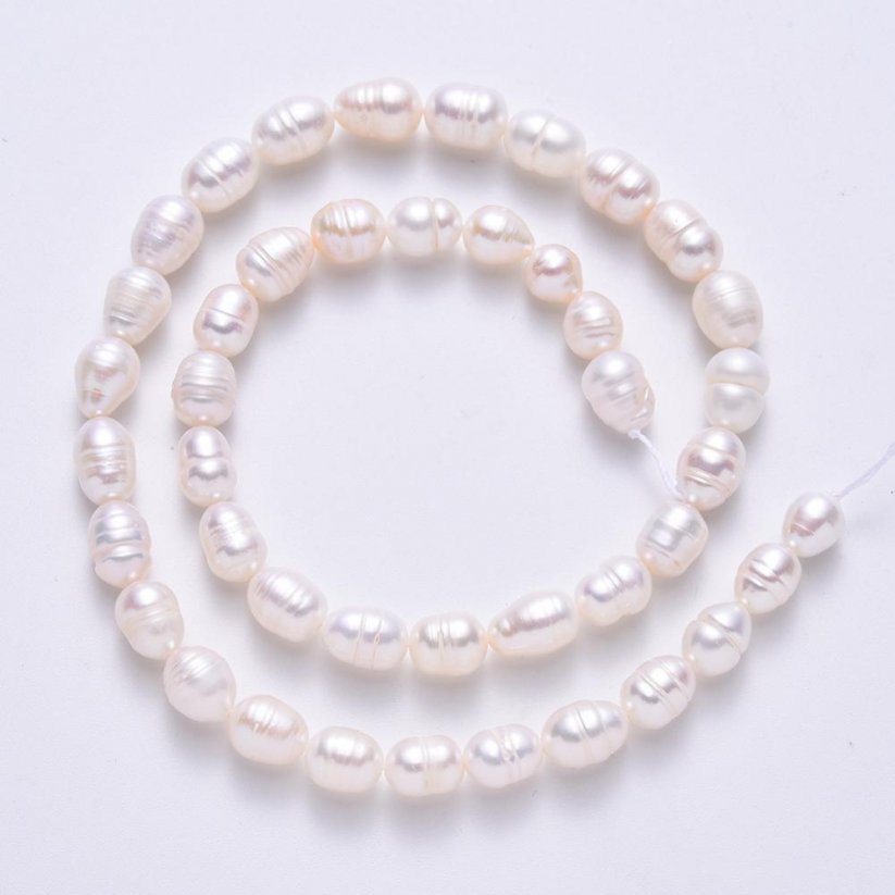 Přírodní říční perly, rýže, třída A, 7~8 mm
