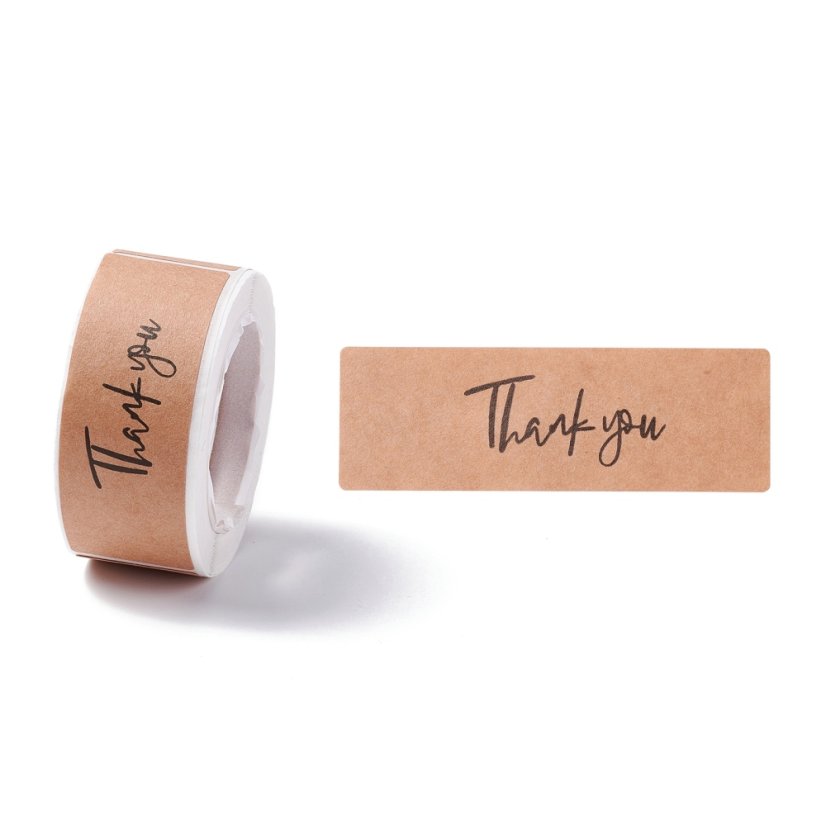 Nálepka "Thank you" přírodní, 75x25 mm