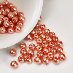 Skleněné korálky s perleťovým efektem - 8 mm, lososové