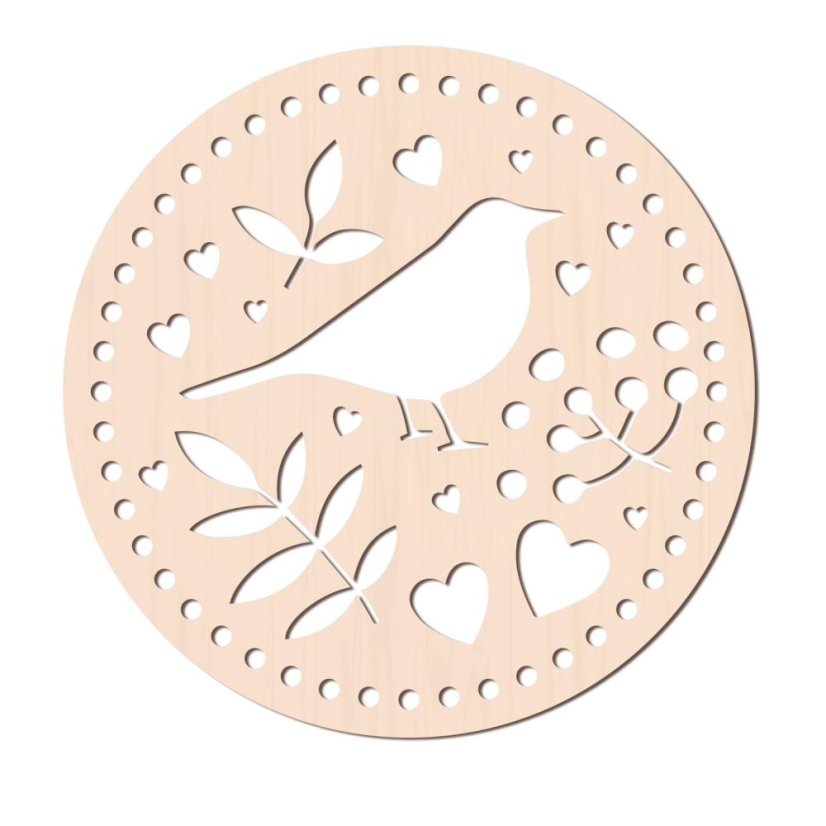 Drevené dno na košík, vtáčik, 200x6 mm