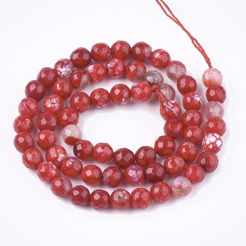 Geknackter Naturachat - Perlen, geschliffen, rot, 6 mm