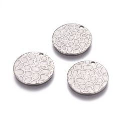 Prívesok z 304 ocele so štruktúrou, strieborný, 15x1 mm