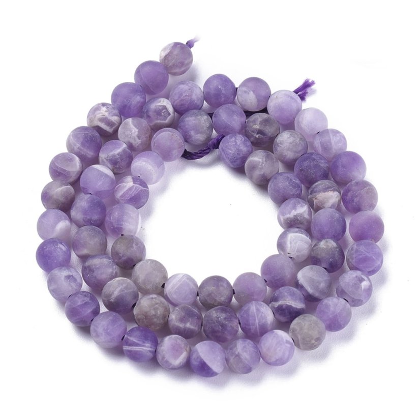 Prírodný ametyst - korálky ľadové fialové 6 mm