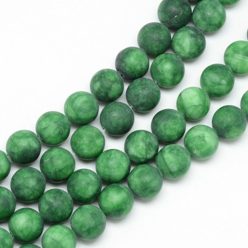 Természetes fehér jade - gyöngyök, matt, zöld, 8 mm