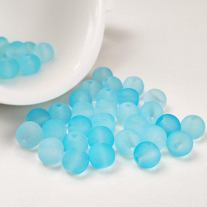 Sklenené korálky matné - 8mm tyrkysové