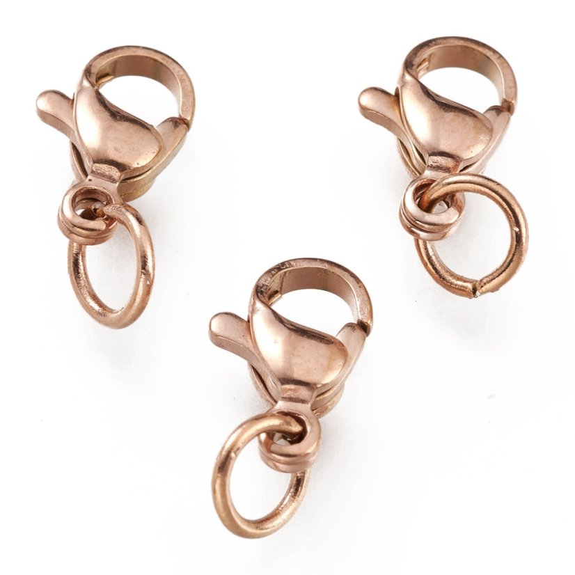 304 Ocelová (IP) karabinka, rosegold, 10x7x3 mm