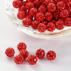 Shamballa gulička 8x8 mm prievlak 1 mm červená