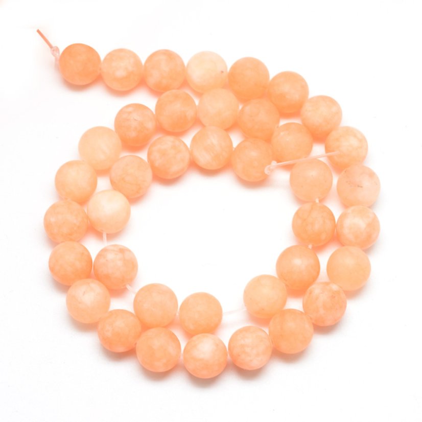Prírodný biely nefrit - korálky matné oranžové 8 mm