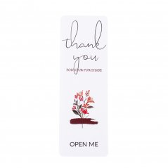 "Thank you" matrica, fehér virággal, 74x25 mm