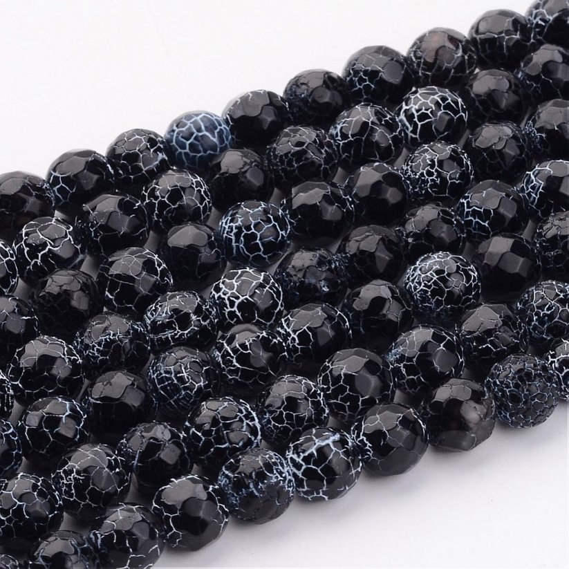 Natürlicher Feuerachat - Perlen, geschliffen, schwarz, 8 mm