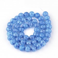 Syntetický praskaný křišťál - korálky, modré, 8 mm