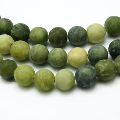 Természetes tajvani jade - gyöngyök, matt, zöld, 6 mm