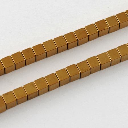 Syntetický hematit, nemagnetický - korálky, zlaté, 2x2 mm