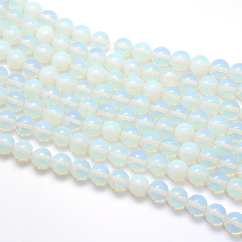 Szintetikus opalit - gyöngyök, színtelen, 10 mm