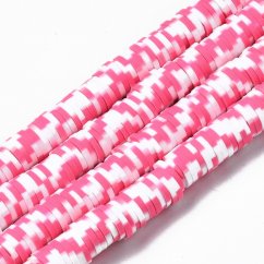 Heishi Polymerperle - weiß-rosa Mix, 8x0,5 mm
