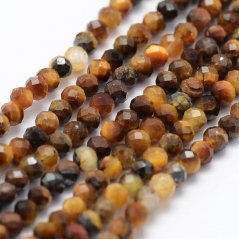 Prírodné tigrie oko - korálky, čiernohnedé, brúsené, 2 mm