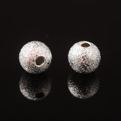Texturált sárgaréz gyöngy - ezüst, 6 mm