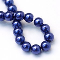 Sklenené korálky s perleťovým efektom - 8 mm modré