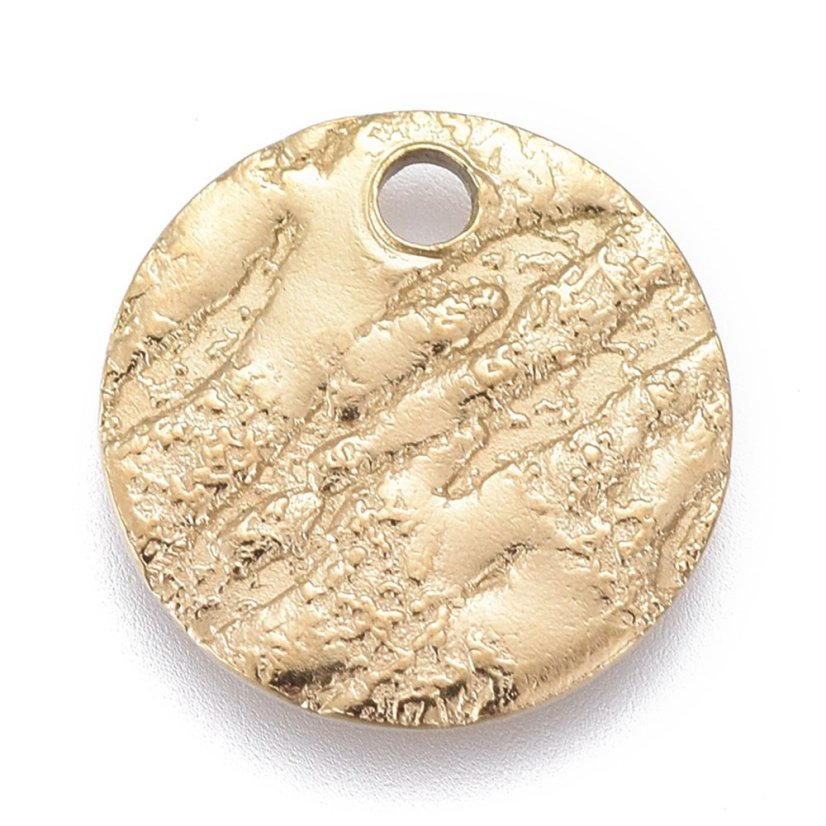 Medál 304-es acélból készült "texturált kerék", 10,5x1 mm