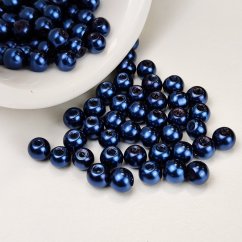 Glasperlen mit Perlmuttereffekt - 6 mm, dunkelblau