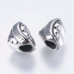 Elválasztó 304-es acélból, szív lány, ezüst, 11,5x15x11mm