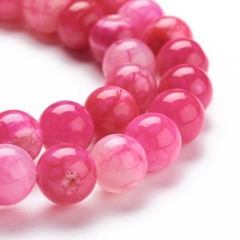 Természetes achát - gyöngyök, rózsaszín, repedezett, 8 mm