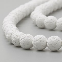 Naturlava - Perlen, weiß, 6 mm