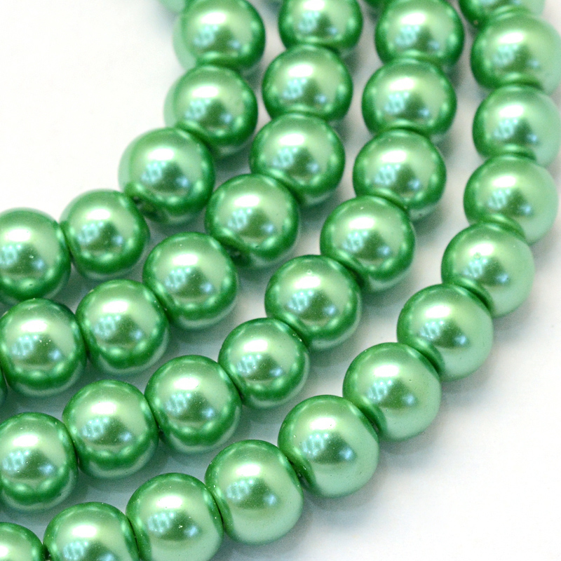 Glasperlen mit Perlmuttereffekt - 8 mm, grün
