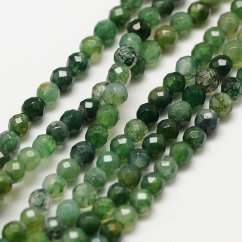 Přírodní mechový achát - korálky, broušené, zelené, 3 mm