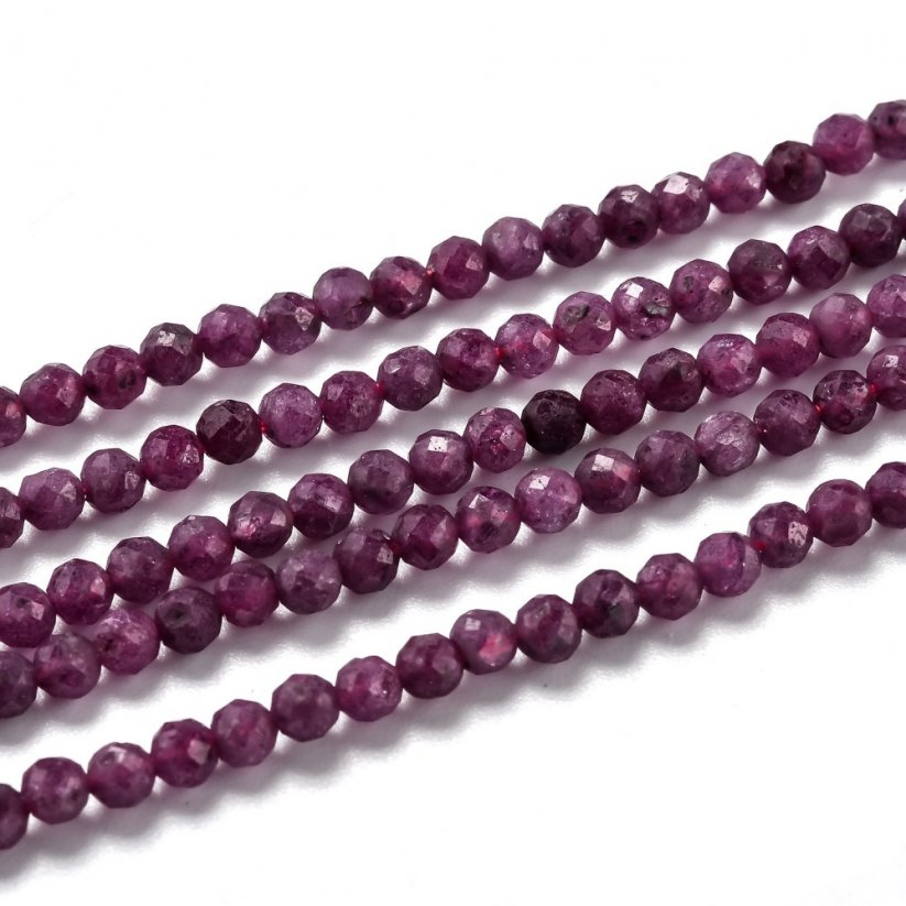 Természetes rubin - gyöngyök, lila, 3 mm