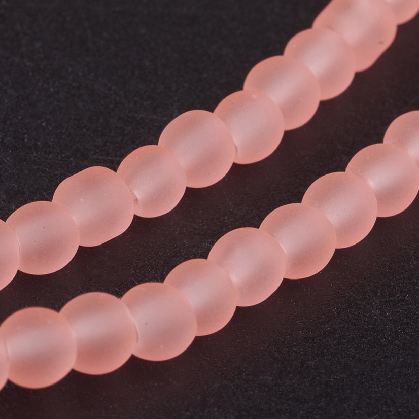 Skleněné korálky matné - 4 mm, neon oranžové