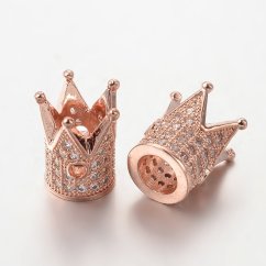 Elválasztó korona sárgarézből, kövekkel, rózsaszín, 12x9mm