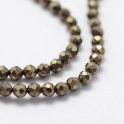Natürlicher Pyrit - Perlen, 2 mm