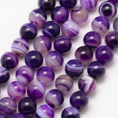 Gestreifter Naturachat - Perlen, Indigo, 8 mm