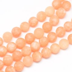 Prírodný biely nefrit - korálky matné oranžové 8 mm