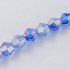 Broušené skleněné korálky, pokovené, modré, 3 mm