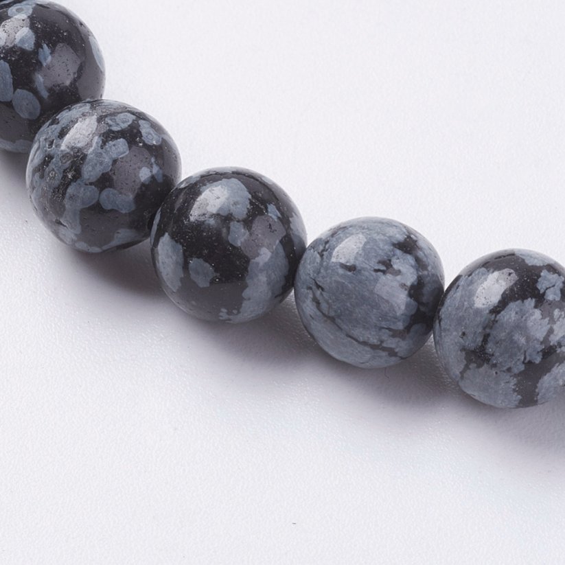 Natürlicher Flockenobsidian - Perlen, schwarz, 8 mm