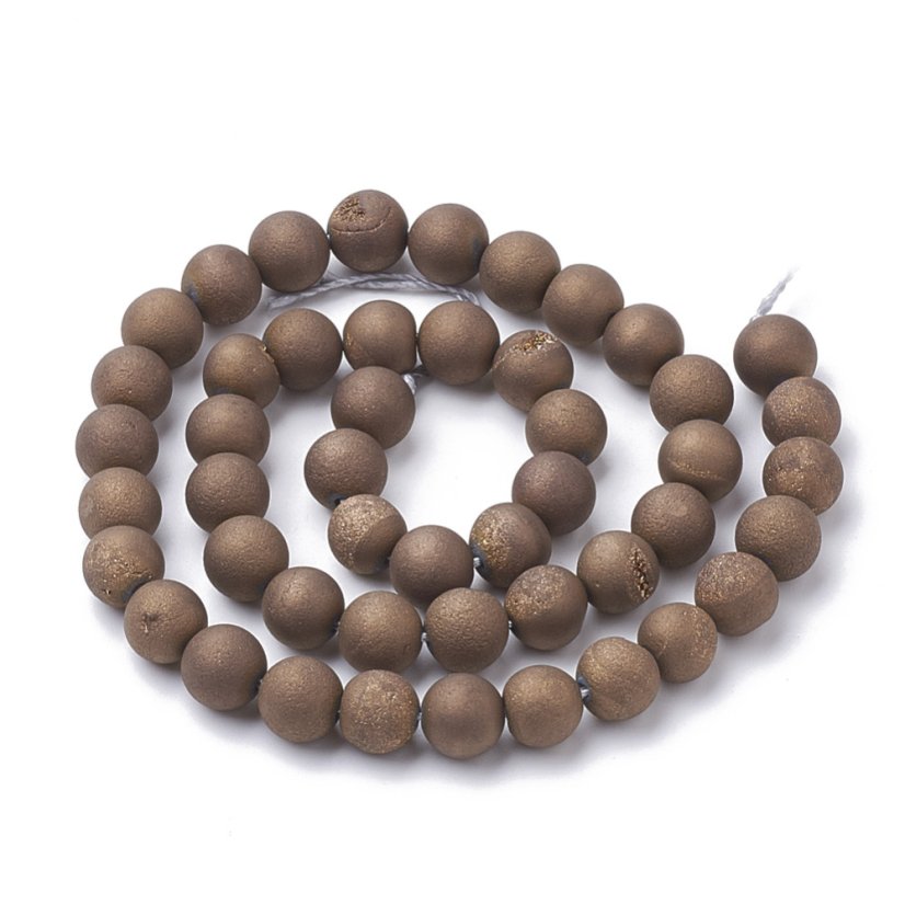 Přírodní pokovená drúza z achátu, hnědá, 6 mm