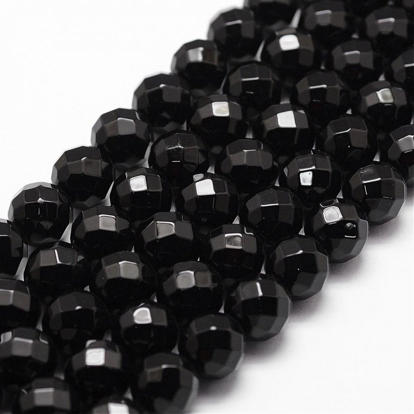 Natürlicher Onyx - Perlen, schwarz, geschliffen, 8 mm