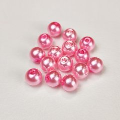 Sklenené korálky s perleťovým efektom - 6mm svetlo-ružové
