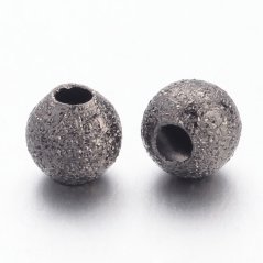 Texturált sárgaréz gyöngy - gunmetal, 4 mm