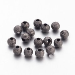 Texturált sárgaréz gyöngy - gunmetal, 4 mm