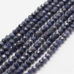 Přírodní safír - korálky, modré, broušené, 3 mm