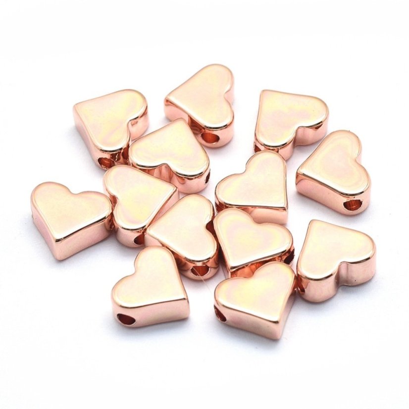 Mosazný oddělovač srdce - rosegold, 6x7x3mm