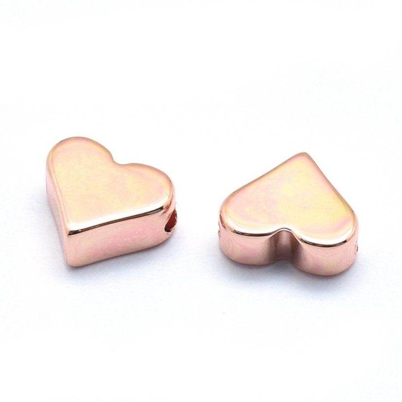 Mosazný oddělovač srdce - rosegold, 6x7x3mm