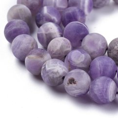 1 cérna természetes ametiszt - gyöngyök, jég, lila, 8 mm